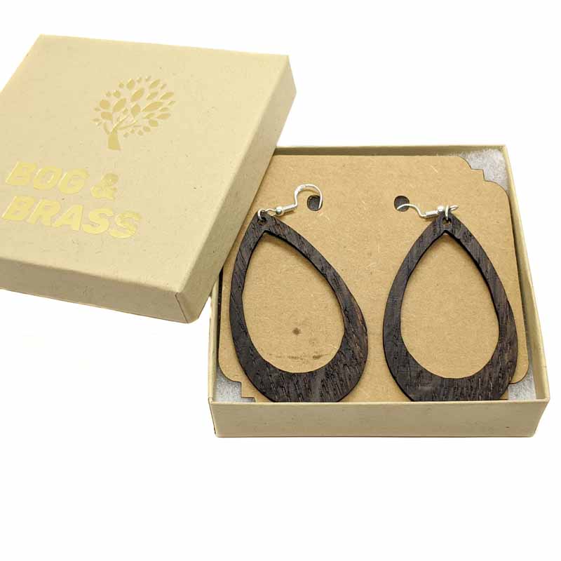 Big hoop earrings in Irish bog oak