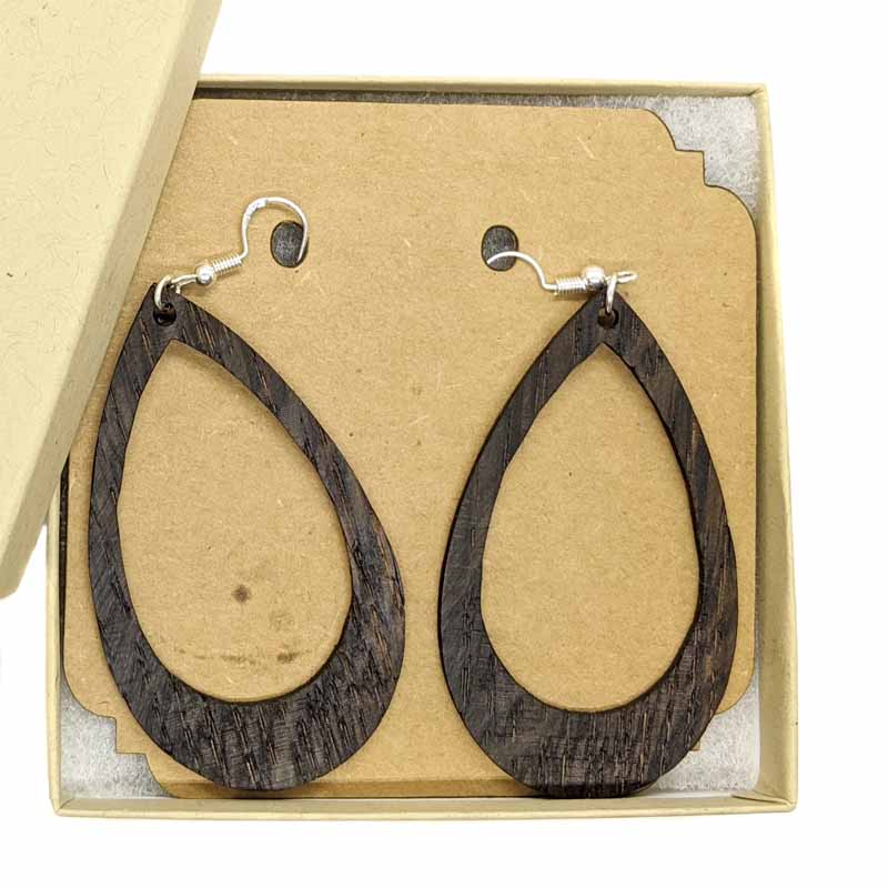 Big hoop earrings in Irish bog oak