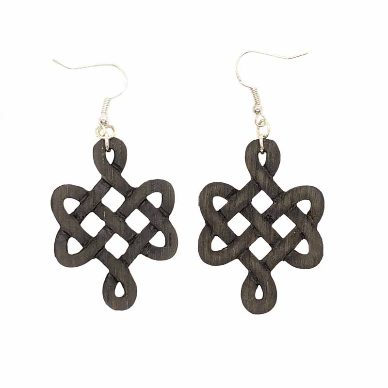 Celtic knot Irish bog oak drop earrings