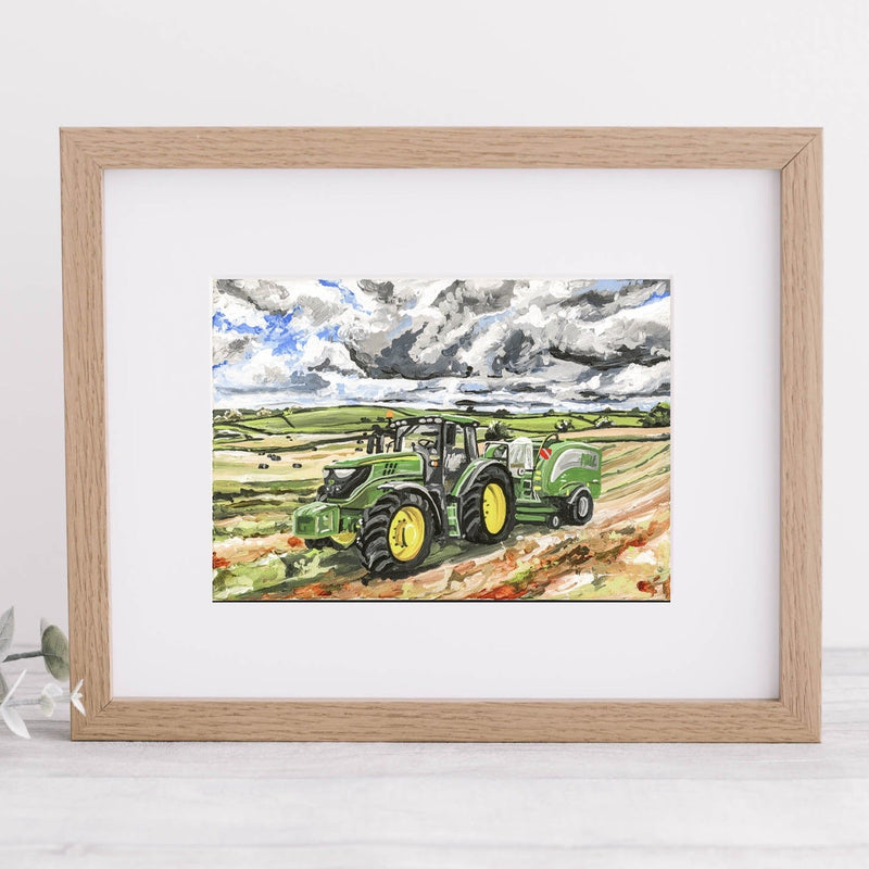 John Deere and Baler Fine Art Print