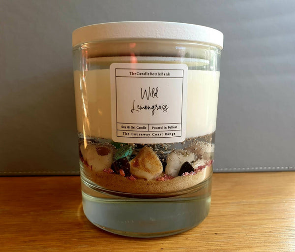 Clear Causeway Coast Soy & Gel Wax Candle In Wild Lemongrass Scent