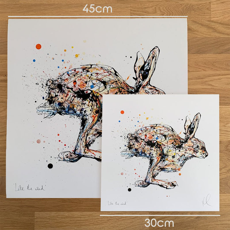 Like the Wind - Hare Print with Size and Presentation Options