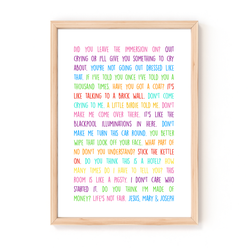 Mummy-isms Irish Mammy Sayings A4 Print