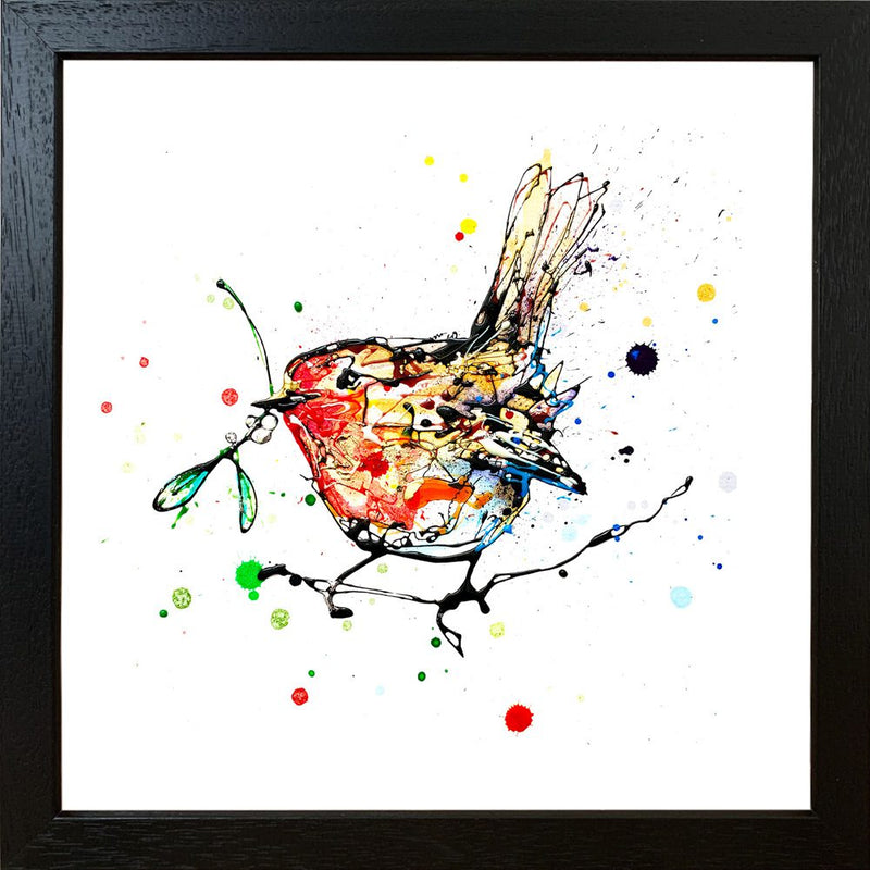 Mistletoe - Robin Print, 30x30cm with Size and Presentation Options