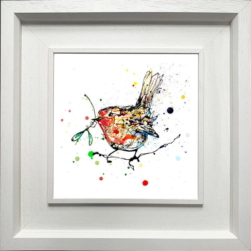 Mistletoe - Robin Print, 30x30cm with Size and Presentation Options