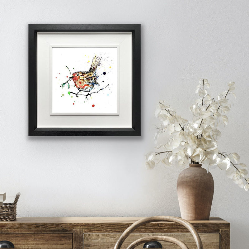 Mistletoe - Robin Print, 30x30cm with Size and Presentation Options