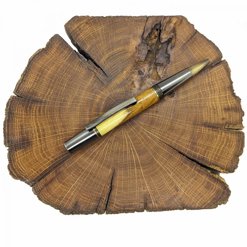 2 tone Laburnum Brass and pewter pen