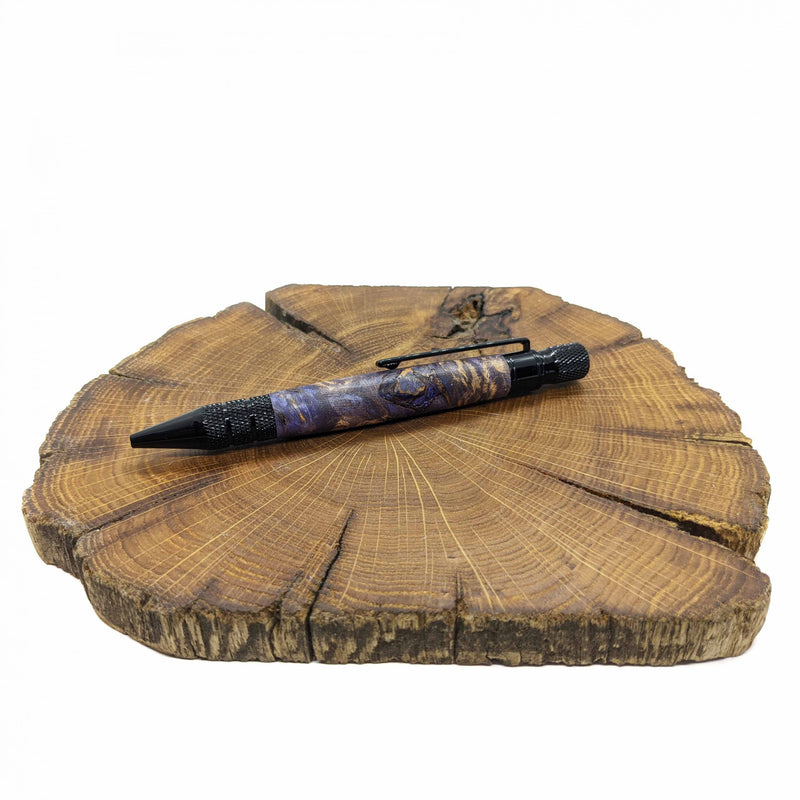 Purple/blue dyed and stabilized Thuya burl pen