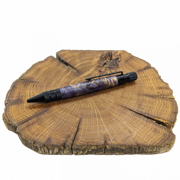 Purple/blue dyed and stabilized Thuya burl pen