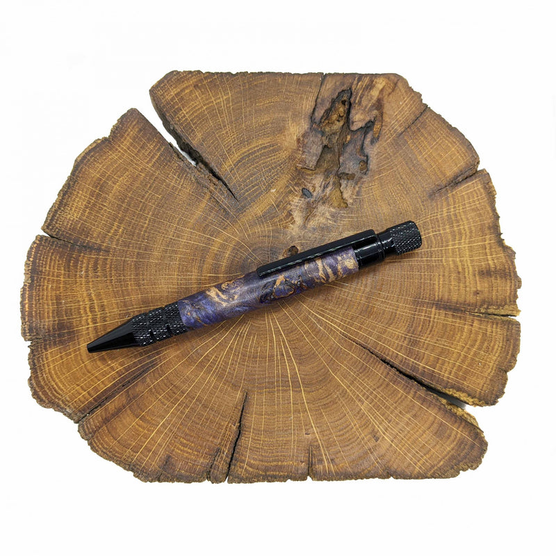 Purple/blue dyed and stabilized Thuya burl pen