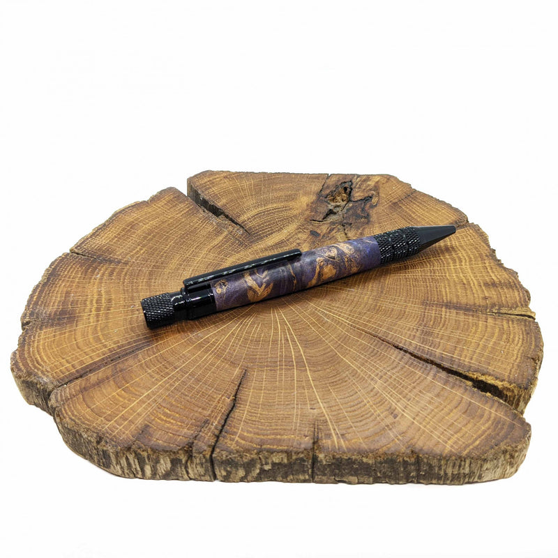 Purple/blue dyed and stabilized Thuya burl pen