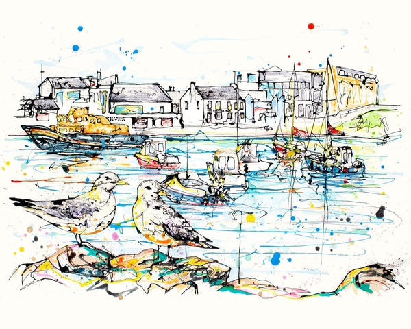 Portrush Harbour - Northern Ireland Print, 45x56cm with Mount Options