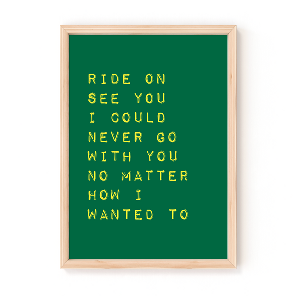 Ride On by Christy Moore A4 Lyrics Print