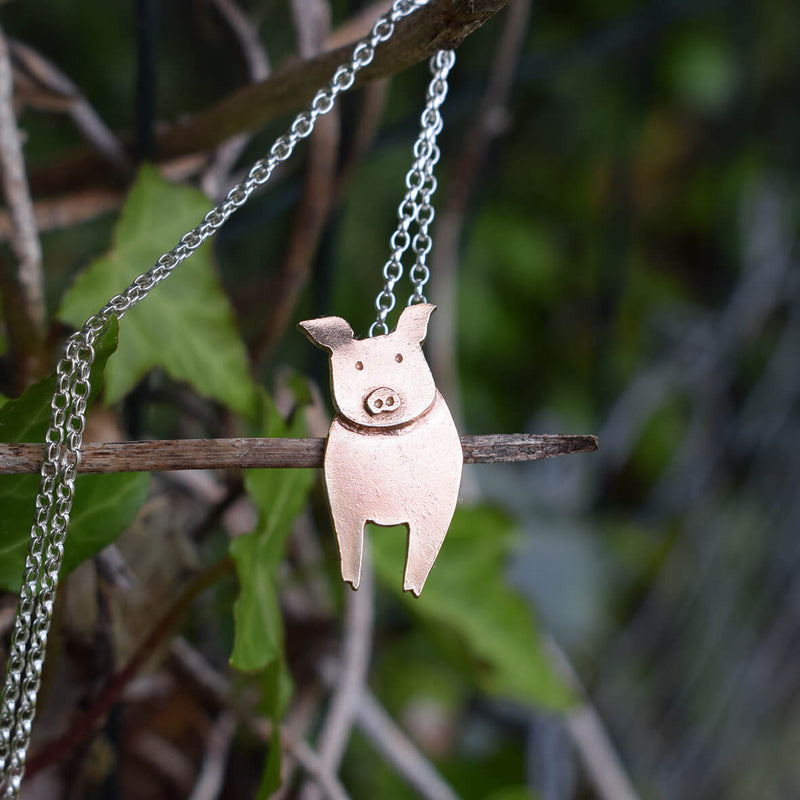 Rose Gold Pig Necklace