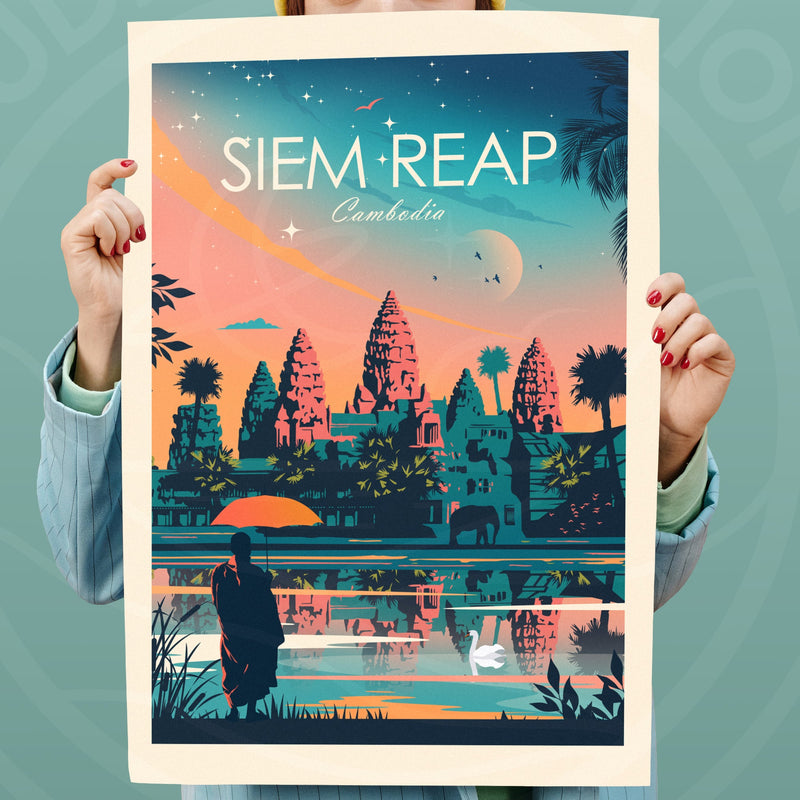 Siem Reap Cambodia Traditional Style Print