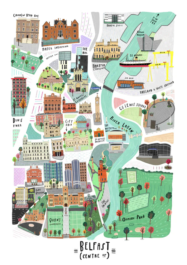 Belfast City Centre Map Print