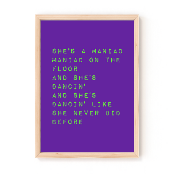 Maniac 2000 by Mark McCabe A4 Lyrics Print