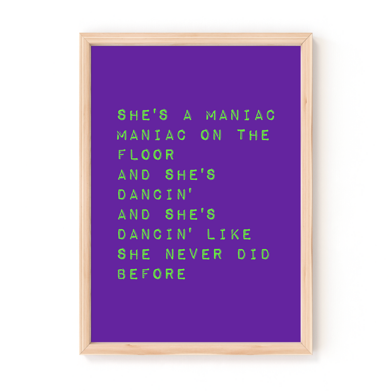Maniac 2000 by Mark McCabe A4 Lyrics Print