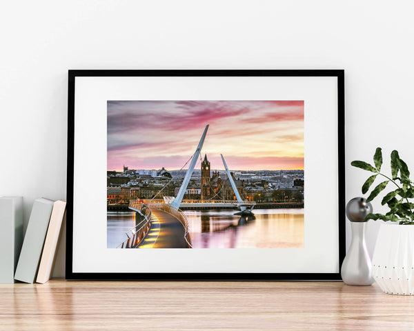 The Peace Bridge, Derry/Londonderry, A4 Mounted Print