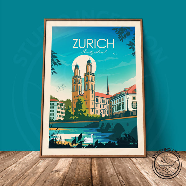 Zurich Switzerland Traditional Style Print