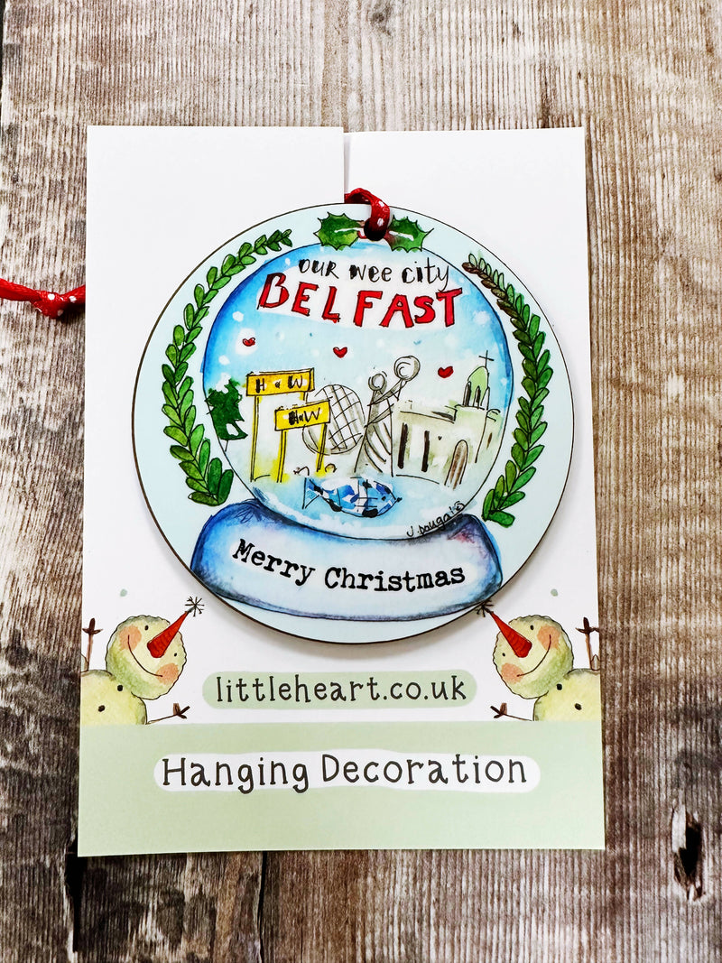 Snow Globe Belfast City Christmas Hanging Decoration