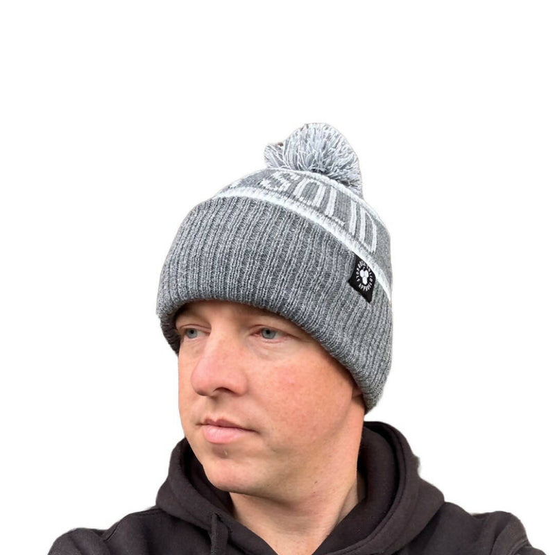 Rock Solid Golf Apparel Script Bobble Hat - Mid Grey / Light Grey / White