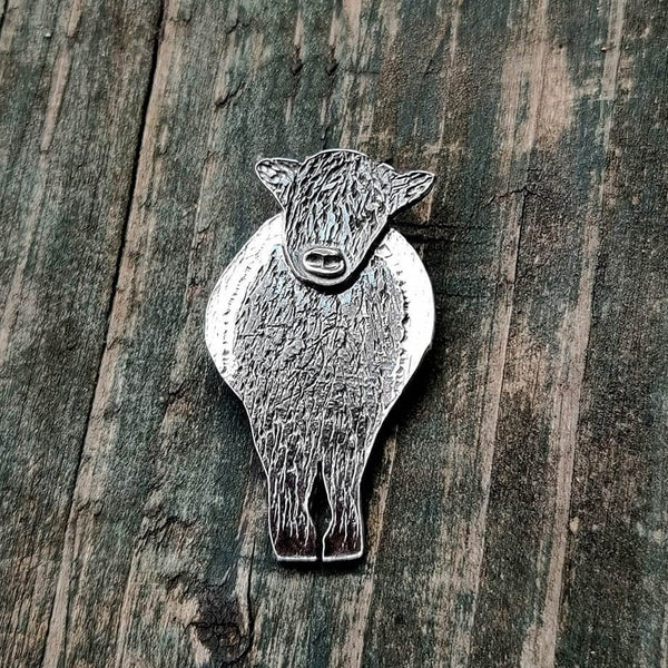Silver Belted Galloway Cow Brooch