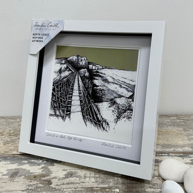 Carrick-a-rede Rope Bridge Box Framed Print side view