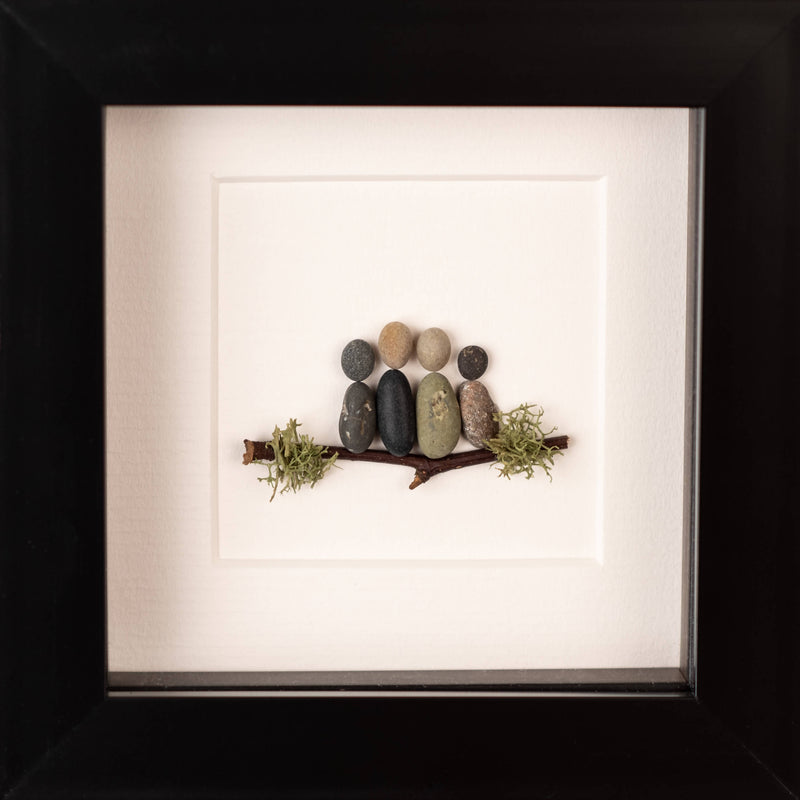 Small Family Pebble Art of 5 People