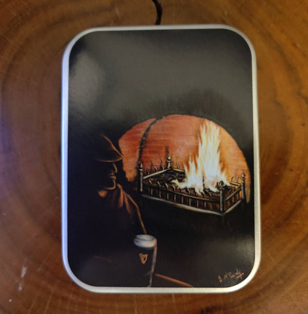 Pint by the fire tin