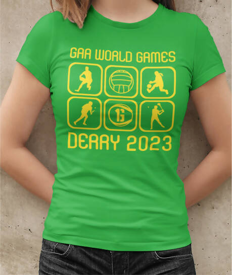 GAA World Games, Derry 2023, Ladies Fitted T-Shirt - All County Colours Available
