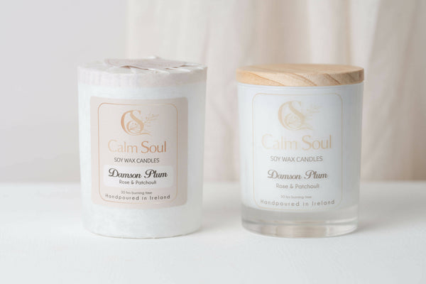 Calm Soul luxury Damson plum & patchouli soy wax candle