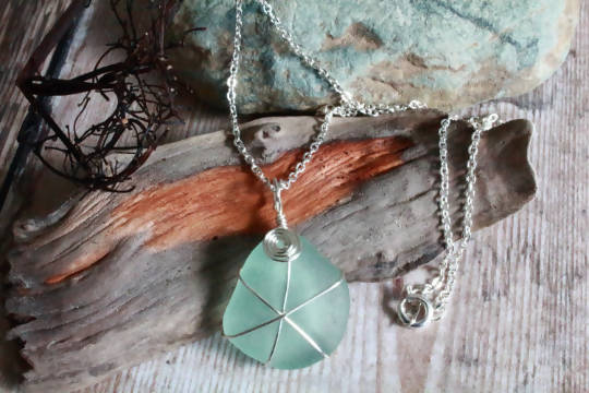 Custom Sea Glass Wire Wrapped Necklace