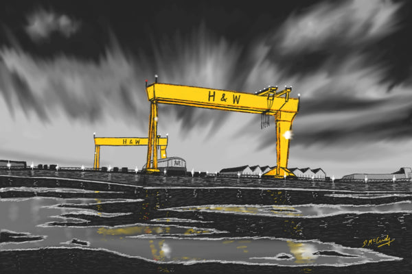Harland and Wolff on a rainy night