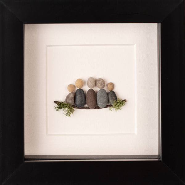 Small Family Pebble Art of 6 People