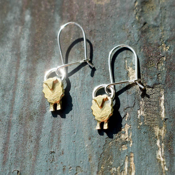 Gold 'Wee Sheep' Drop Earrings