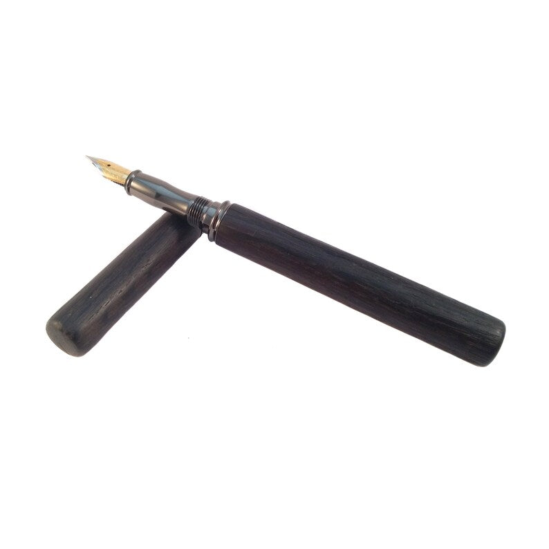 Closed end Bog Oak fountain pen - signature collection