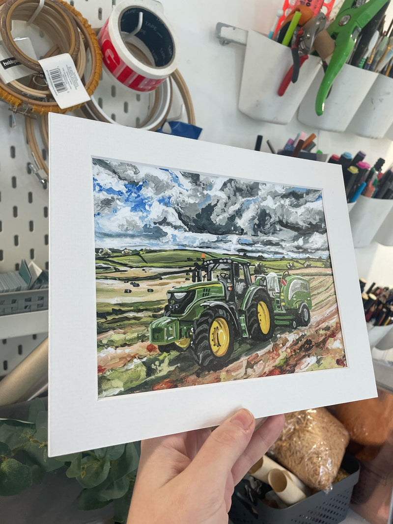 John Deere and Baler Fine Art Print