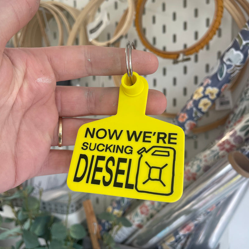 ‘SUCKING DIESEL’ Cow Tag Keyring