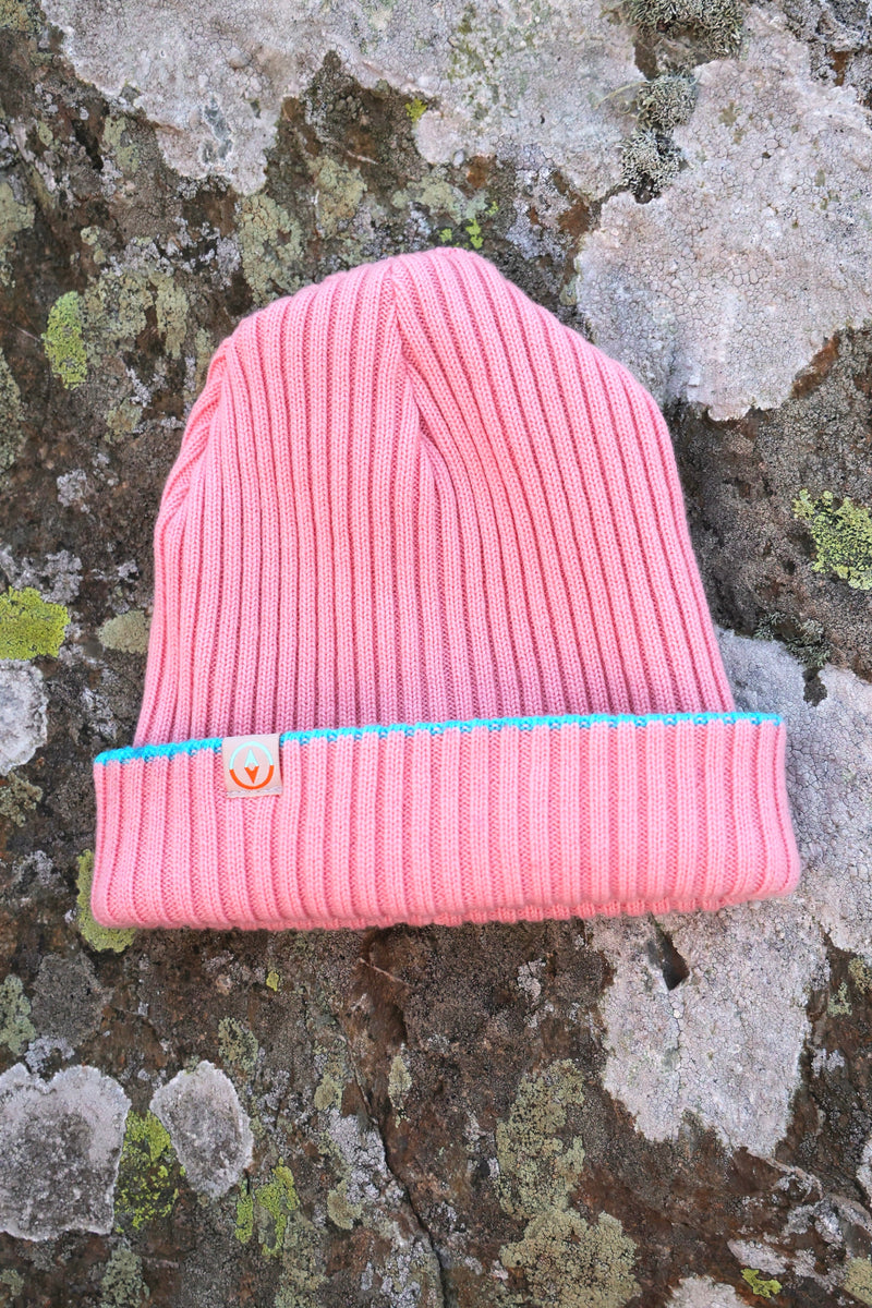 Torr Merino Reversible Beanie - Orchid Pink + Lough Blue