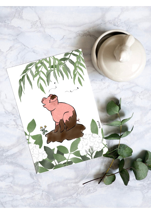 Pig Watercolour Animal Print