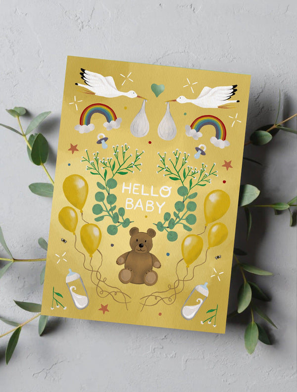 New Baby Card Bear