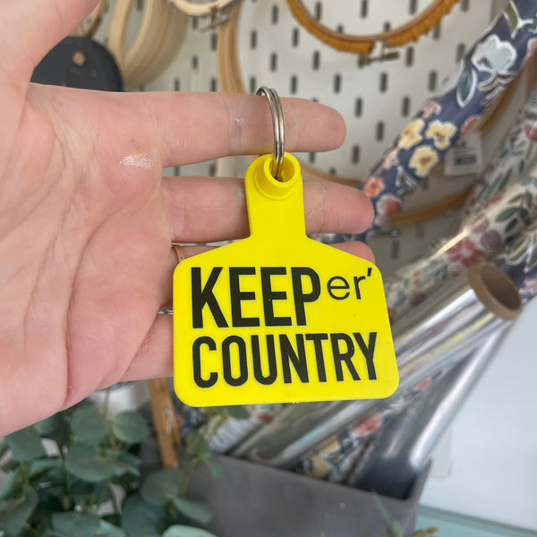 ‘Keep er Country’ Cow Tag Keyring