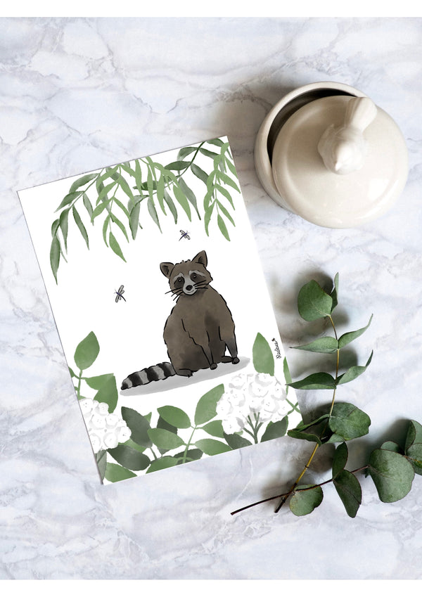 Raccoon Watercolour Animal Print
