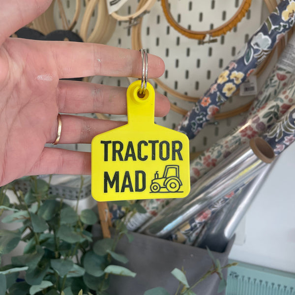 ‘TRACTOR MAD’ Cow Tag Keyring