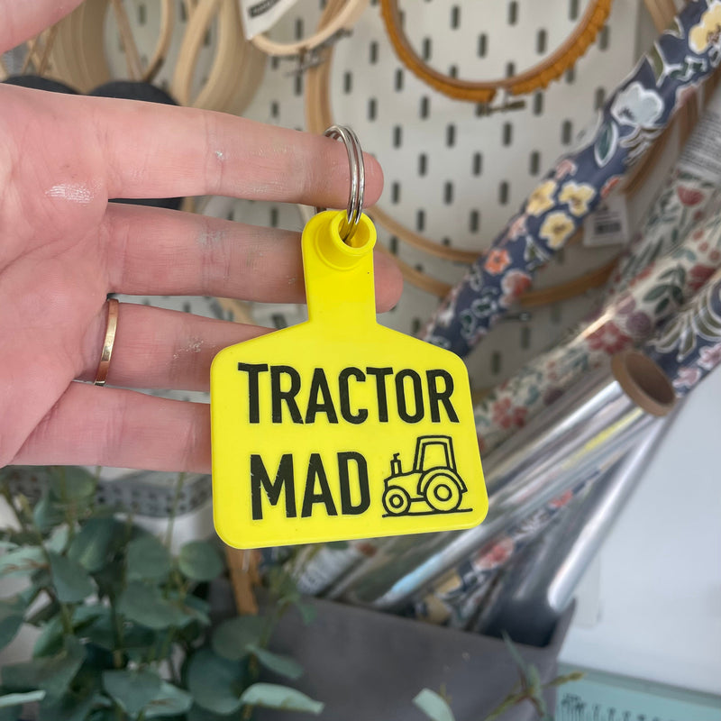 ‘TRACTOR MAD’ Cow Tag Keyring