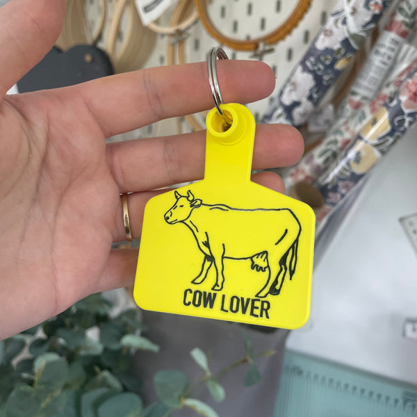 COW LOVER Cattle Tag Keyring