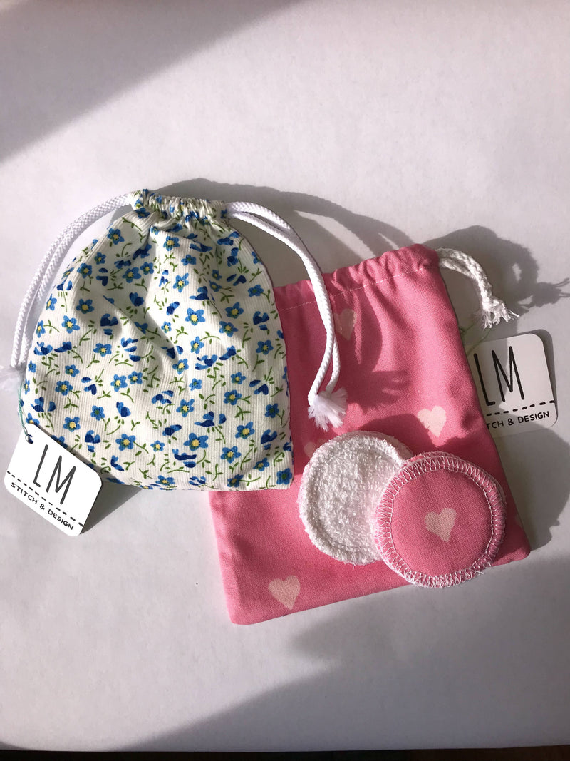Set of 10 Reusable Cotton Pads with Matching Storage/Wash Bag