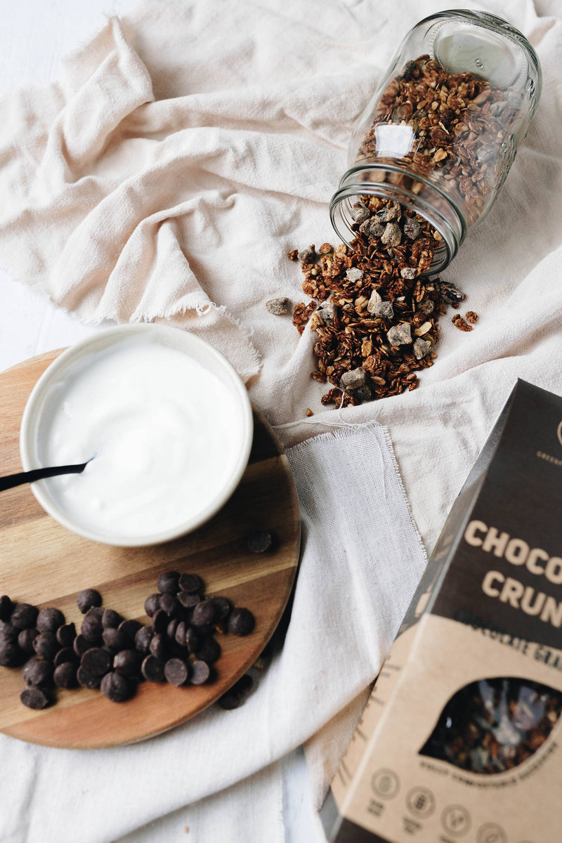 Chocolate Crunch Granola, 300G Bag | Green Fingers Family | Vegan | Gluten-free | Refined Sugar-free | Compostable Packaging