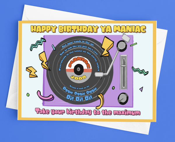 Maniac 2000 Birthday Card